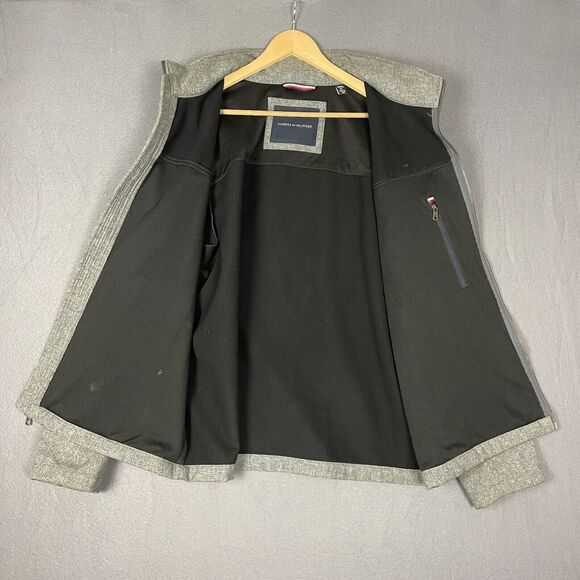 Tommy Hilfiger Jacket Men's XL Heather Gray Mock Neck Full Zip Textured Outdoor - Picture 4 of 16